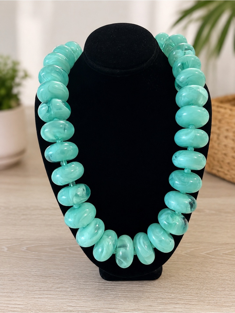 Turquoise Bead Statement Necklace - Women Jewelry